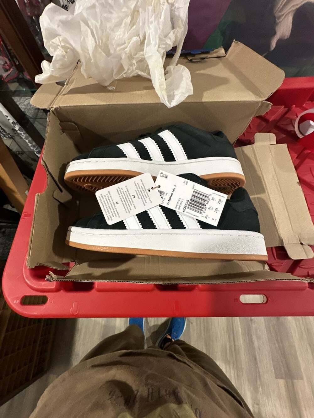 Adidas Campus 00s Size 4 Black White Gum HQ6638